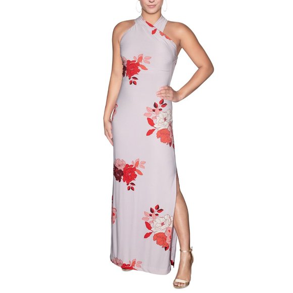 RACHEL Rachel Roy Women's Purple Crisscross Sleeveless Halter Maxi Dress - Picture 4 of 5